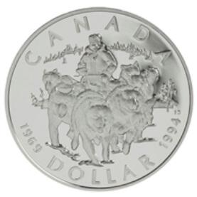 1994 $1 RCMP Northern Dog Team Patrol Uncirculated Silver Coin
